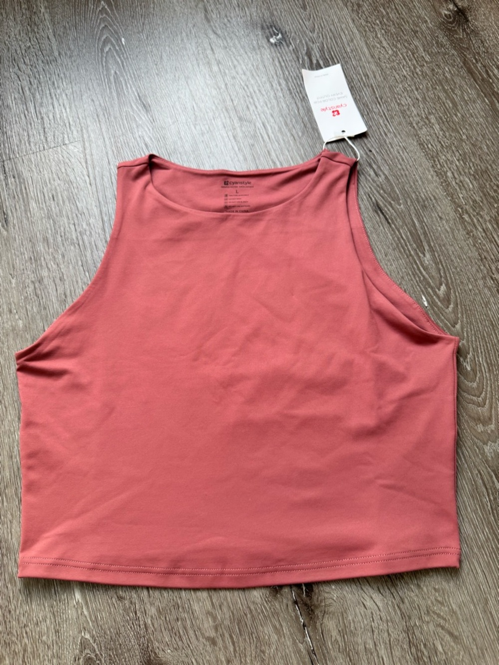 Cyanstyle Cropped Workout Tank Coral Pink Size L NWT Athletic Top Yoga Gym